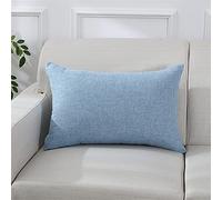 Set di 2 federe per cuscino, 50 x 70 cm, design moderno e semplice, rettangolare, motivo pied de poule, morbido tessuto misto celeste