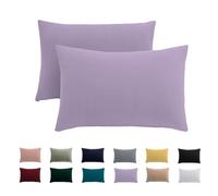 Set di 2 federe per cuscino 70 x 90 cm, lavanda, per cuscino, 100% microfibra, non necessita di stiratura e senza pieghe con chiusura lampo