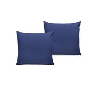 Set di 2 federe per cuscino, 80 x 80 cm, 100% cotone Ranforce, 155 fili, chiusura a busta, lavabile in lavatrice a 30 °C, colore: blu sax