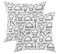Set di 2 federe per cuscino a forma di cappello da chef, con spatola a cloche moderna, nessuna nera, in morbido velluto, lavabile, per soggiorno, camera da letto, loft, ufficio, auto, 45,7 x 45,7 cm