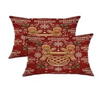 Set di 2 federe per cuscino a tema omino di pan di zenzero, 30,5 x 50,8 cm