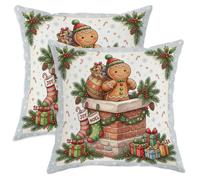 Set di 2 federe per cuscino a tema omino di pan di zenzero, 56 x 56 cm