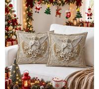 Set di 2 federe per cuscino con angelo religioso e preghiera, 40,6 x 40,6 | Stile barocco, federe per cuscini, motivo angelo in preghiera, ghirlanda floreale, decorazione invernale per la casa