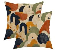 Set di 2 federe per cuscino con archi geometrici astratti della metà del | Forme geometriche astratte, federe per cuscini, stile moderno della metà del secolo, tavolozza dei colori della terra