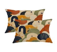 Set di 2 federe per cuscino con archi geometrici astratti della metà del | Forme geometriche astratte, federe per cuscini, stile moderno della metà del secolo, tavolozza dei colori della terra