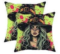 Set di 2 federe per cuscino con cerniera e cappello magico, per ragazze e ufficio, 50,8 x 50,8 cm, in velluto giallo e nero, con decorazione comoda per ufficio e appartamento