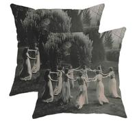 Set di 2 federe per cuscino con cerniera in stile vintage, motivo albero del medioevo, in velluto bianco e nero, comode da lavare, per camera da letto, appartamento,