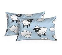 Set di 2 federe per cuscino con cielo blu, nuvole, pecore, per fratelli, mamme, regali di compleanno, regali per mamma, pensionamento, donne, regalo per donne, 50 x 70 cm