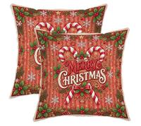 Set di 2 federe per cuscino con citazione Merry Christmas, 35,5 x 35,5 cm