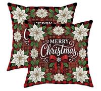 Set di 2 federe per cuscino con citazione "Merry Christmas", 45,7 x 45,7 cm
