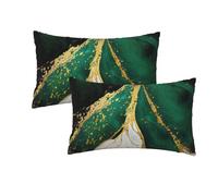 Set di 2 federe per cuscino con effetto marmo verde smeraldo e oro, 30 x 50 cm, morbide, moderne per divano, soggiorno, camera da letto, esterni, decorazione per la casa