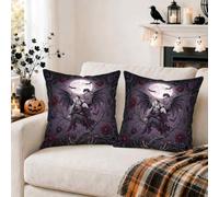 Set di 2 federe per cuscino con illustrazione gotica e fatina, 45,7 x 45,7