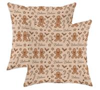 Set di 2 federe per cuscino con omino di pan di zenzero, 45 x 45 cm