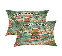 Set di 2 federe per cuscino con omino di pan di zenzero tropicale, 30 x 50
