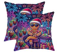 Set di 2 federe per cuscino con omino di pan di zenzero tropicale, 40 x 40
