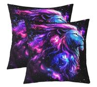 Set di 2 federe per cuscino con stampa safari e leone galassia, per bambini, ragazzi, ragazze, adolescenti, decorazione per la stanza di animali selvatici 3D, 60 x 60 cm, in morbida microfibra