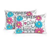Set di 2 federe per cuscino con testo felice floreale per papà che pensa a te, regali per donne insegnanti, regali per sposa e nonna, 60 x 100 cm