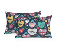 Set di 2 federe per cuscino cugino rosso blu cuori federe regalo fratelli per lei per donne che lasciano regalo nonna, 50 x 80 cm