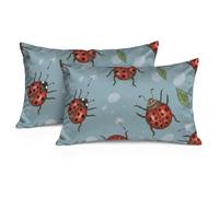 Set di 2 federe per cuscino cugino rosso vivace coccinelle in raso regalo per la mamma per donne, amici, regali di compleanno, sorella regalo mamma da figlia, 60 x 100 cm