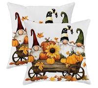 Set di 2 federe per cuscino da raccolto, gnomo autunnale, zucca, auto, autunno, decorative, marrone, decorazione fattoria, federe per cuscino per soggiorno, divano, letto, 16 x 16 pollici