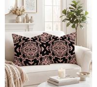 Set di 2 federe per cuscino in stile barocco, 40,6 x 40,6 cm, colore: oro | Federe per cuscini in oro rosa, stile barocco, sofisticata decorazione per la casa, federe decorative per cuscini da divano