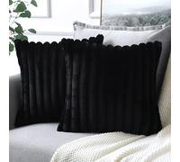 Set di 2 federe per cuscino in velluto e pelliccia sintetica Soleebee, motivo tie-dye, 50 x 50 cm, nero, per casa, auto, ufficio, bar/caffè, negozio di libri