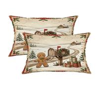 Set di 2 federe per cuscino, motivo: omino di pan di zenzero, 30,5 x 50,8
