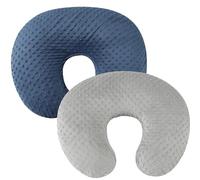 Set di 2 federe per cuscino per allattamento Dot, ultra morbide, compatibili con il cuscino Boppy, cuscino standard per neonato ragazzo o ragazza, grigio e blu navy
