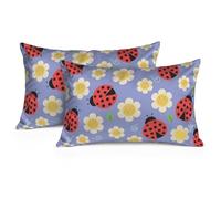 Set di 2 federe per cuscino per insegnanti, coccinelle rosse e nere, regalo di compleanno per mamma, regalo di compleanno, fidanzato, nonna, 60 x 100 cm