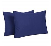 Set di 2 federe per cuscino per lettino da bambino, in morbido cotone in tinta unita, vegane, blu navy, 40 x 60 cm, per cuscini da bambino e da viaggio, per lettini, per campeggio