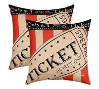 Set di 2 federe per cuscino retrò cinema 18 x 18 per cuscini vintage cinematografico rosso marrone a righe film a tema per ragazzi uomini donne teatrali spettacoli classici cinematografici