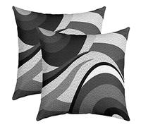 Set di 2 federe per cuscino reversibile a righe grigie nere e geometriche per bambini, set di decorazioni per la casa per adolescenti geometrie, arte astratta, quadrata, arte moderna a righe, 52 x 55