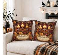 Set di 2 federe per cuscino vintage con citazione di candele Hallowtide, 22 | Federe per cuscini, motivo floreale autunnale, stile vintage, estetica gotica, decorazione stagionale per soggiorno
