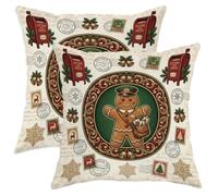 Set di 2 federe per cuscino vintage con omino di pan di zenzero, 30,5 x