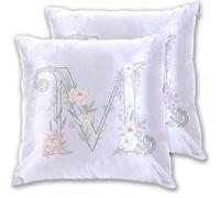 Set di 2 federe per cuscino viola con lettera M Art Variation The Office e decorazione per la casa per camera da letto 45,7 x 45,7 cm