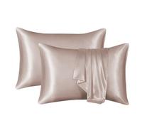Set di 2 Federe Raso per capelli e pelle, Morbido come una Federe Seta Cuscino, Satin Pillowcase Cushion Cover for Hair and Skin, Similar to Silk, Bassa Allergenicità, beige