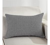 Set di 2 federe rettangolari 60 x 70 cm, design semplice e moderno, motivo pied de poule, eleganti federe nere