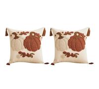 Set di 2 federe ricamate per cuscini di Halloween, 45 x 45 cm, con zucche di Halloween e fantasma, per divano, casa, camera da letto, decorazioni per interni e Halloween (set C)