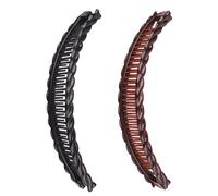 Set di 2 fermagli a banana neri e uno marrone a forma di pesce, stile vintage, per capelli ricci spessi, accessori per capelli ricci e spessi, set di fermagli per capelli, clip e fermagli per capelli