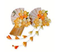 Set di 2 fermagli per capelli da donna a forma di kimono giapponese, con nappa, accessori per capelli tradizionali Kanzashi