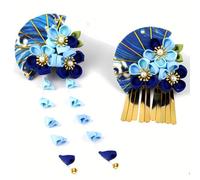Set di 2 fermagli per capelli da donna a forma di kimono giapponese, con nappa, accessori per capelli tradizionali Kanzashi