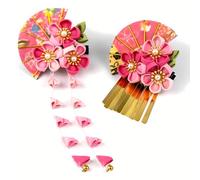 Set di 2 fermagli per capelli da donna a forma di kimono giapponese, con nappa, accessori per capelli tradizionali Kanzashi