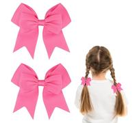 Set di 2 Fermagli per Capelli, Fiocco Grande Rosso Rosa, per Donne e Ragazze