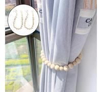 Set di 2 fermagli per tende con perline di legno. Trattamento per finestre