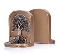 Set di 2 fermalibri decorativi con albero della vita, color bronzo antico, per scaffali o librerie, resistenti e antiscivolo, per mensole da scrivania, biblioteche e ufficio, regalo per la casa