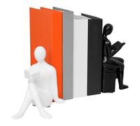 Set di 2 fermalibri in ceramica dal design artistico, decorazione moderna per l'ufficio, la casa, gli amanti dei libri, i proprietari di casa, regalo (nero bianco)