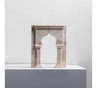 Set di 2 fermalibri in travertino moderno, design Arco di Trionfo, porta libri in pietra naturale per scrivania e mensola (2 pezzi, 1 set, Arco di Trionfo)