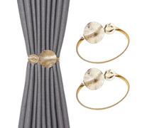 Set di 2 fermatende dorati, ganci minimalisti in metallo per tende di casa, ufficio e camera da letto, decorativi per un arredamento elegante (Disco dorato)