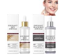 Set di 2 fiale di siero di riso bianco Peel Shot e siero di riso nero, duo esfoliante per il viso con acqua di crusca di riso e niacinamide, peeling delicato, minimizzatore dei pori, cura della pelle