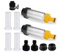 Set di 2 filtri per l'acqua da giardino da 3/4 pollici, prefiltro pompa da giardino con 5 adattatori rapidi + 4 inserti filtranti, filtro dell'acqua per idropulitrice, pompa da giardino, camper